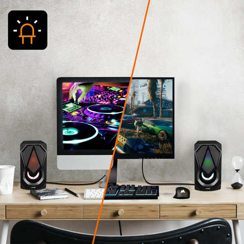 Enceinte PC Gaming RGB Filaire, Haut-Parleur 2.0, LinQ A4000 - Noir 21 Enceinte / Haut-Parleur LinQ A4000 Filaire Jack 3.5mm - LED RVB