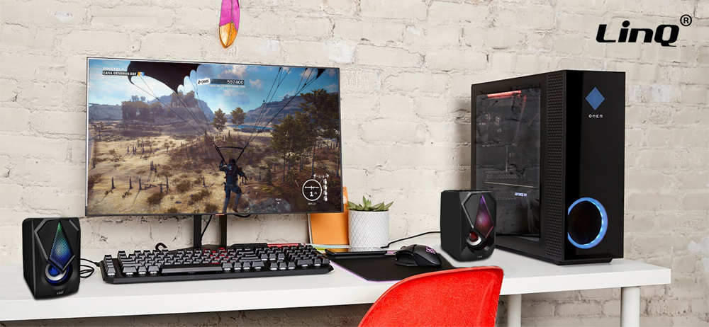 Enceinte PC Gaming RGB Filaire, Haut-Parleur 2.0, LinQ A4000 - Noir 25 Enceinte LinQ A4000 Haut Parleur Performant - Design discret