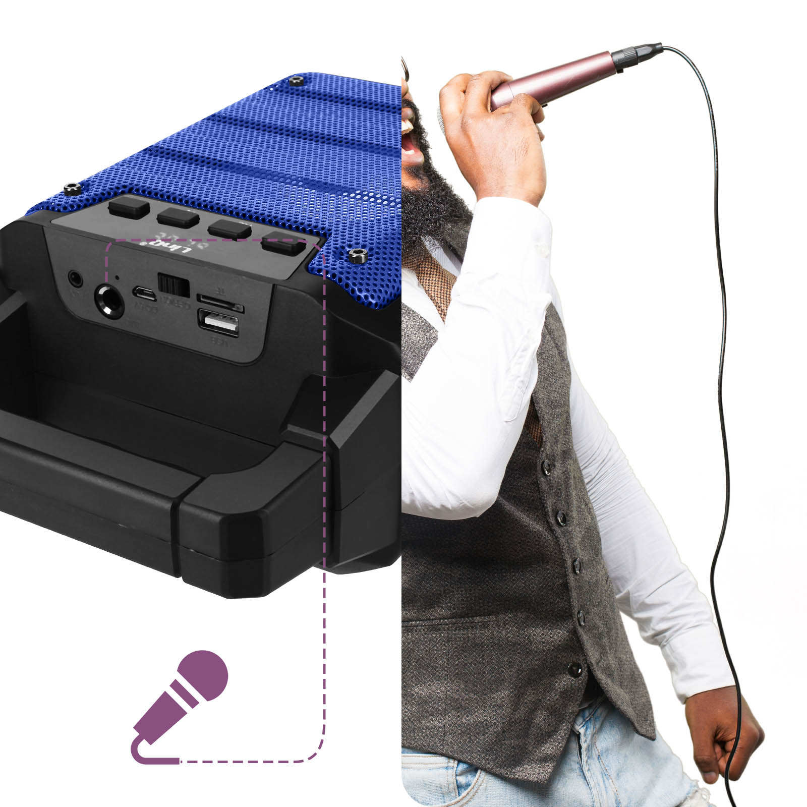 Enceinte lumineuse Bluetooth, Compatible Micro, LinQ - Bleu