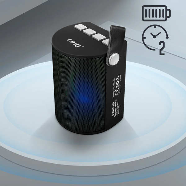 Enceinte Sans-fil Portable Bluetooth LED Multicolore LinQ Noir - Autonomie 2heures