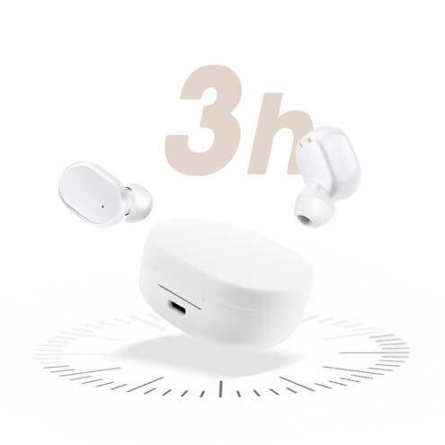 Écouteurs Sans Fil + Boîtier de Charge Blanc avec Autonomie 12 heures