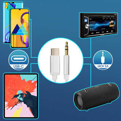 Câble USB C Jack 3,5mm Mâle Adaptateur Audio Auxiliaire 1m - Blanc 20 câble audio USB-C Jack 3,5 mm mutlicompatible