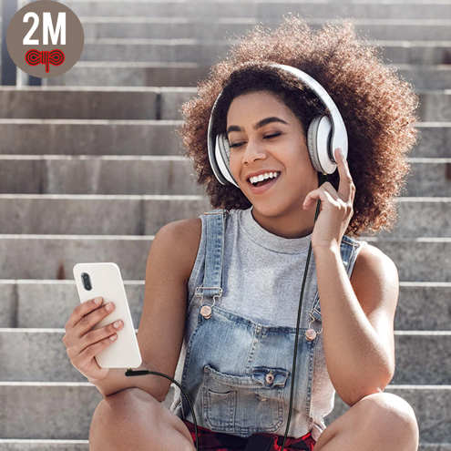 Câble Audio Coudé Jack 3.5mm - Borofone Modèle BL4 - 2 Mètre 28 Câble Audio Auxiliaire Jack 3.5mm Mâle / Mâle - noir