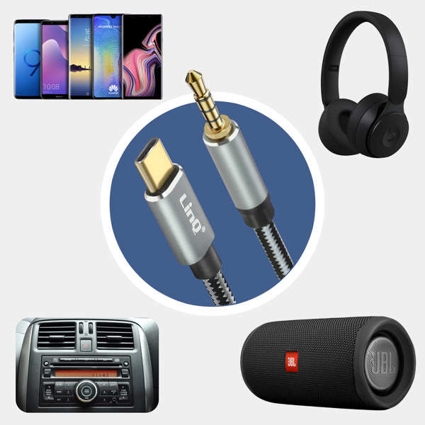 Câble USB-C vers Jack 3.5mm 4 Broches Mâle 1.5m, LinQ