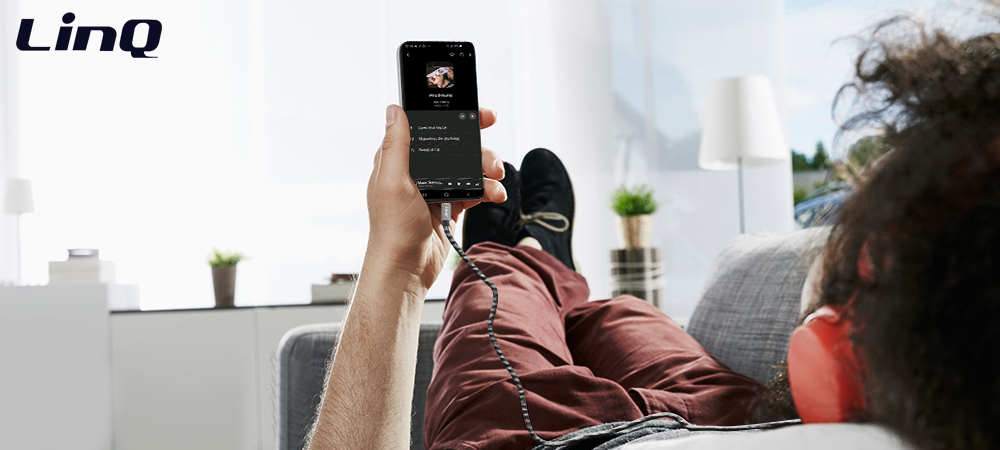 Câble USB-C vers Jack 3.5mm 4 Broches Mâle Nylon Tressé LinQ