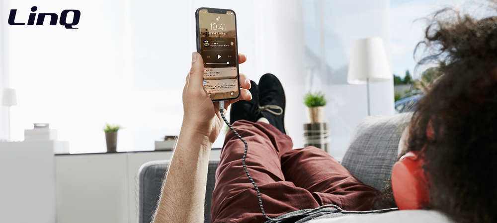 Câble Audio USB-C Vers Jack 3.5mm 4 Broches Mâle, Connecteur Coudé Nylon Tressé 1.5m, LinQ - Noir 23 Câble USB-C vers Jack 3.5mm 4 Broches Mâle Nylon Tressé LinQ