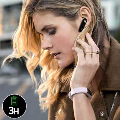 Oreillette Bluetooth LinQ R556, Intra-auriculaire - Noir