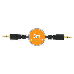 Câble Audio Auxiliaire Jack 3.5 Mm Mâle/Mâle, 5 Mètres By LinQ - Noir 18 Longueur 5m