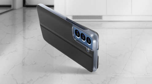 Étui fenêtre Samsung Galaxy S22 ultra Noir - boutons libérés Noir - coque de maintien rigide