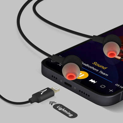 Écouteurs Filaires Lightning avec Micro et Boutons Multifonctions, Akashi - Large compatibilité