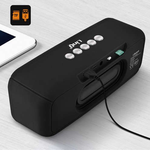 Enceinte Bluetooth Sans-fil, Radio FM à LED, Son Stéréo Puissant 6W LinQ - Noir 22 Haut-parleur portable noir LinQ - Plusieurs possibilités de raccordement