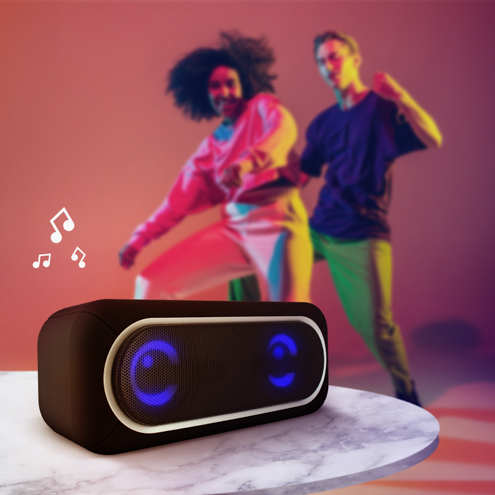 Enceinte Bluetooth Sans-fil, Radio FM à LED, Son Stéréo Puissant 6W LinQ - Noir 20 Haut-parleur portable noir LinQ - Haut-parleur 3W x 2
