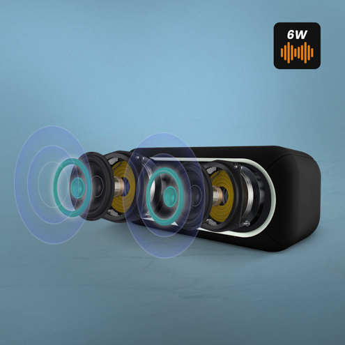 Enceinte Bluetooth Sans-fil, Radio FM à LED, Son Stéréo Puissant 6W LinQ - Noir 19 Enceinte sans-fil noir LinQ - Boutons de contrôle