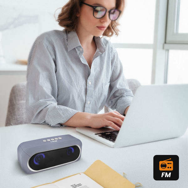 Enceinte Bluetooth Sans-fil, Son De Qualité 3W X 2 / LED RVB, LinQ - Gris 24 Enceinte sans-fil gris LinQ - Radio FM