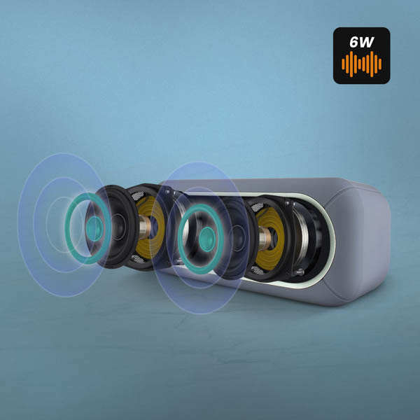 Enceinte Bluetooth Sans-fil, Son De Qualité 3W X 2 / LED RVB, LinQ - Gris 19 Enceinte sans-fil gris LinQ - Boutons de contrôle