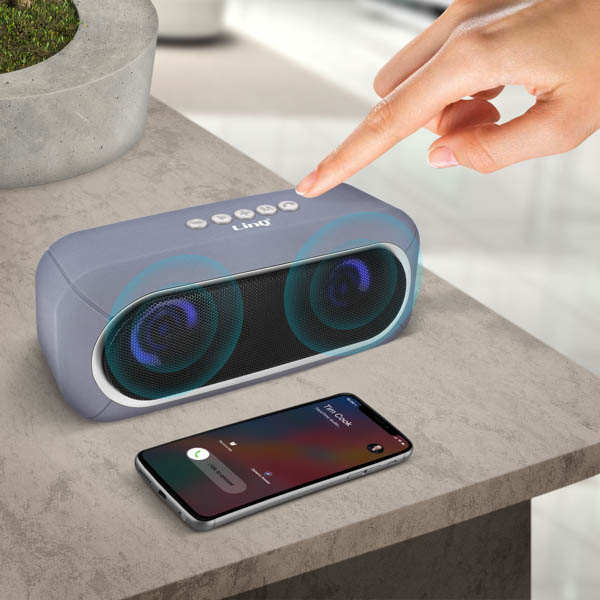 Enceinte Bluetooth Sans-fil, Son De Qualité 3W X 2 / LED RVB, LinQ - Gris 25 Haut-parleur portable compact gris LinQ - Autonomie 2H