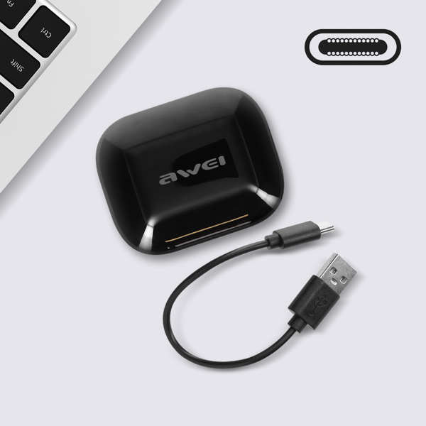 Ecouteurs intra-auriculaires sans fil Awei Noir - Design épuré et discret