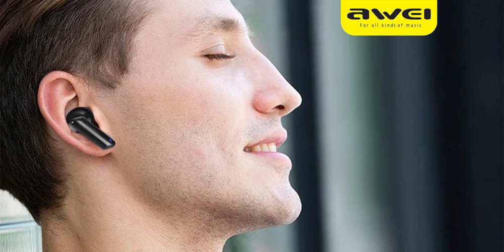 Ecouteurs intra-auriculaires sans fil Awei Noir - Design épuré et discret