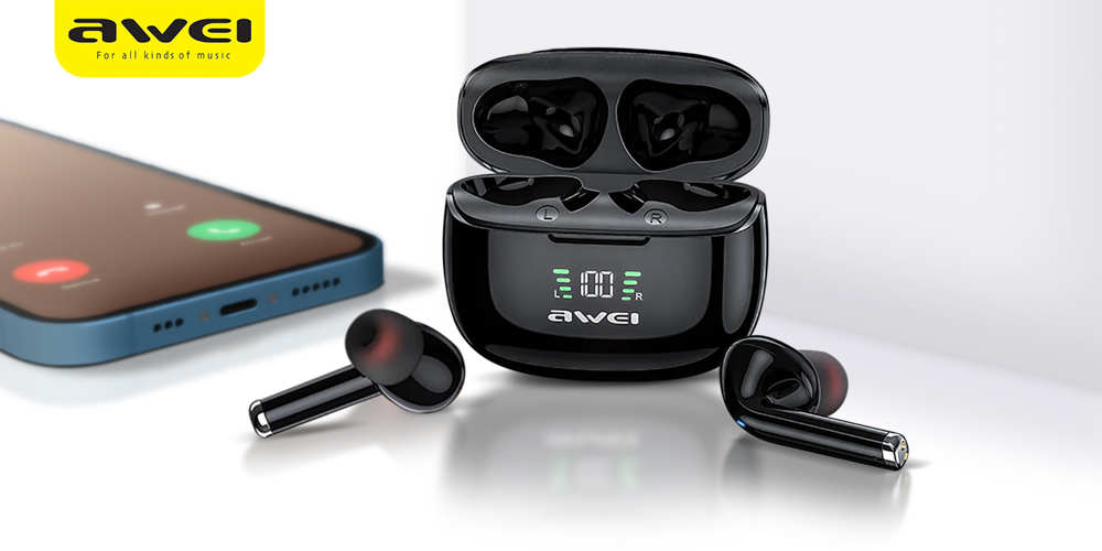 Ecouteurs intra-auriculaires sans fil Awei - Noir