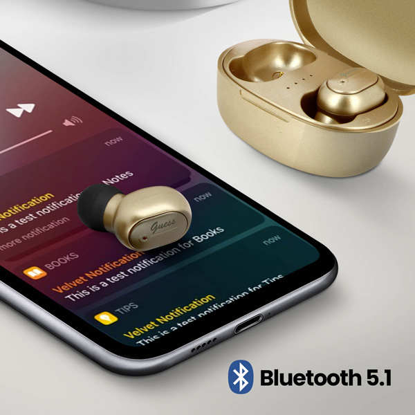 Écouteurs Sans-fil Bluetooth Connexion Stable Logo Script Collection Guess Guess Or - Bluetooth version 5.1