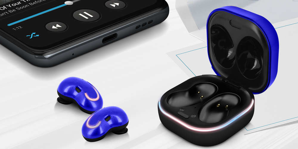 Écouteurs Sans Fil Bluetooth 5.1 avec Étui de Charge à Affichage LED Numérique Autonomie 15h Bleu