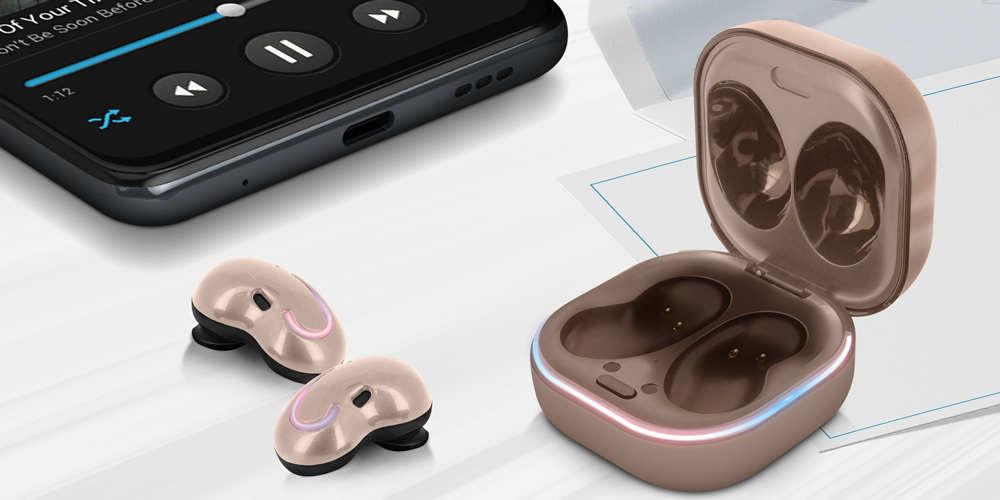 Écouteurs Sans Fil Bluetooth 5.1 avec Étui de Charge à Affichage LED Numérique Autonomie 15h Doré