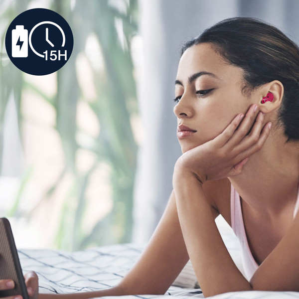 Écouteurs Sans Fil Son Stéréo 6D Surrond Boîtier de Charge Violet avec Autonomie 15h