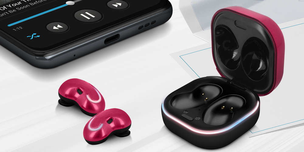 Écouteurs Sans Fil Bluetooth 5.1 avec Étui de Charge à Affichage LED Numérique Autonomie 15h Violet