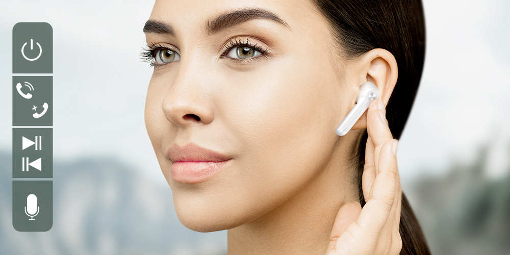 Écouteurs Sans-fil Bluetooth Et Boitier De Charge à Dragonne, Autonomie 17h, Lemonda XG9 - Blanc 31 Écouteurs Sans-fil Bluetooth Lemonda XG9 blanc commande tactile